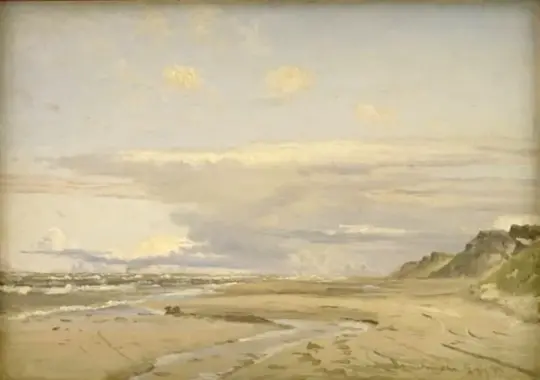Vilhelm Kyhn | Stranden nær Kandestederne, Vestjylland - 1877 | Indrammet kunsttryk | Danmarks Guldalder