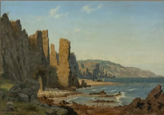 Vilhelm Kyhn | Strandformation på Bornholm - 1843 | Indrammet kunsttryk | Danmarks Guldalder