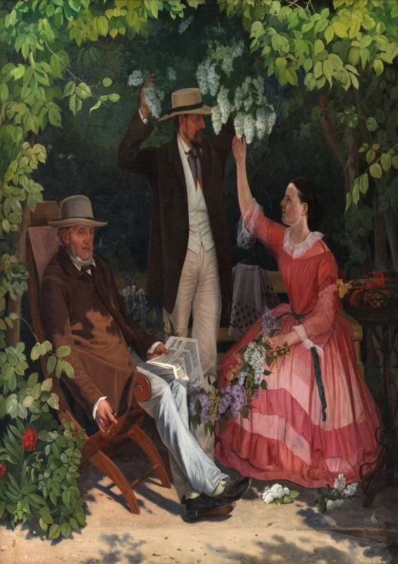 Vilhelm Kyhn | I lysthuset - 1858 | Indrammet kunsttryk | Danmarks Guldalder