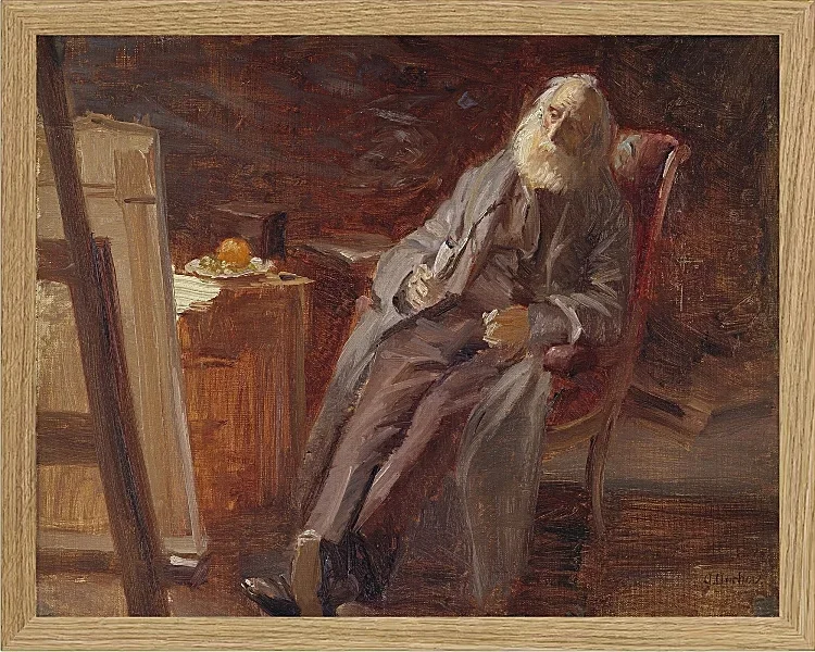 Vilhelm Kyhn – Der Maler Vilhelm Kyhn raucht seine Pfeife 1903 | Giclée Kunstdruck gerahmt