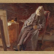 Vilhelm Kyhn – Der Maler Vilhelm Kyhn raucht seine Pfeife 1903 | Giclée Kunstdruck gerahmt