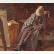 Vilhelm Kyhn – Der Maler Vilhelm Kyhn raucht seine Pfeife 1903 | Giclée Kunstdruck gerahmt