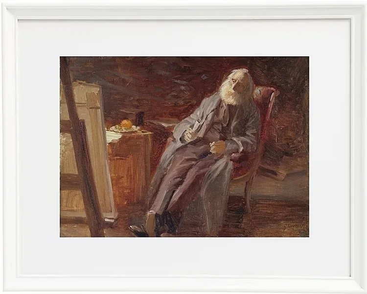 Vilhelm Kyhn – Der Maler Vilhelm Kyhn raucht seine Pfeife 1903 | Giclée Kunstdruck gerahmt