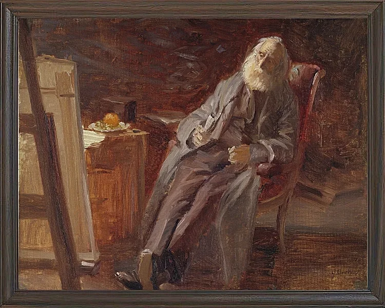 Vilhelm Kyhn – Der Maler Vilhelm Kyhn raucht seine Pfeife 1903 | Giclée Kunstdruck gerahmt