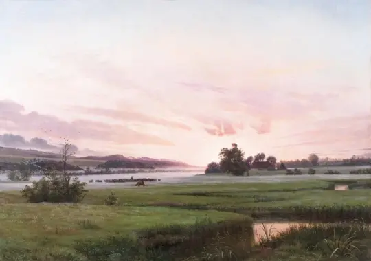 Vilhelm Kyhn | En sommeraften nær Ry, Jylland - 1873 | Indrammet kunsttryk | Danmarks Guldalder