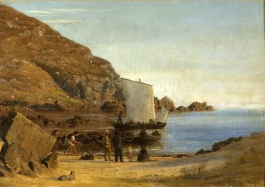 Vilhelm Kyhn | Formation på Bornholm – 1844 | Indrammet kunsttryk | Danmarks Guldalder