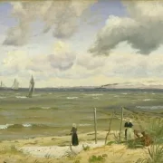 Vilhelm Kyhn | Hornbæk strand i det nordlige Sjælland - 1855 | Indrammet kunsttryk | Danmarks Guldalder