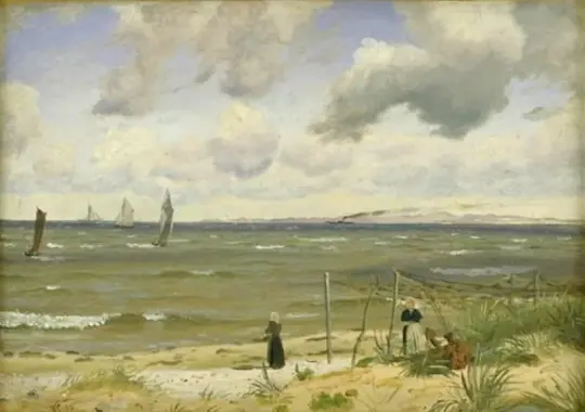 Vilhelm Kyhn | Hornbæk strand i det nordlige Sjælland - 1855 | Indrammet kunsttryk | Danmarks Guldalder