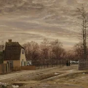 Vilhelm Kyhn | Abend nach Tauwetter. Taabæk, nördlich von Kopenhagen - 1850 | Gerahmter Kunstdruck | Goldenes Zeitalter Dänemark