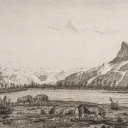 Vilhelm Kyhn | Bjergregioner i Tyrol - 1854 | Indrammet kunsttryk | Danmarks Guldalder