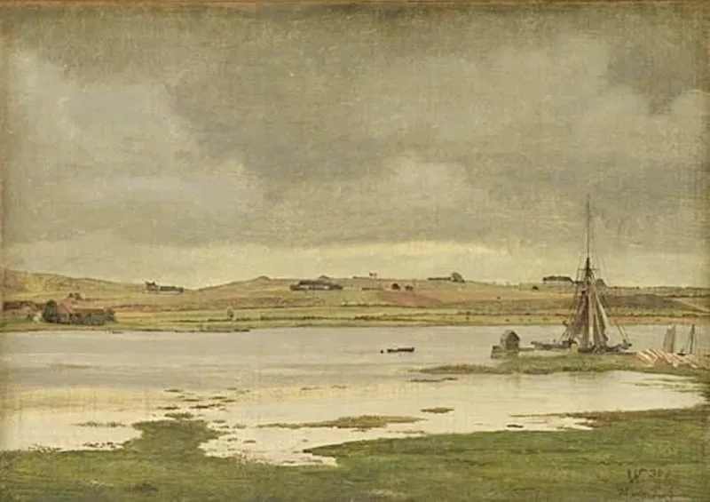 Vilhelm Kyhn | Fjorden ved Hadsund, Jylland - 1867 | Indrammet kunsttryk | Danmarks Guldalder