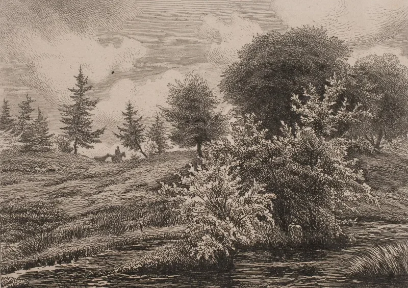 Vilhelm Kyhn | Bakker på en hede - 1849 | Indrammet kunsttryk | Danmarks Guldalder