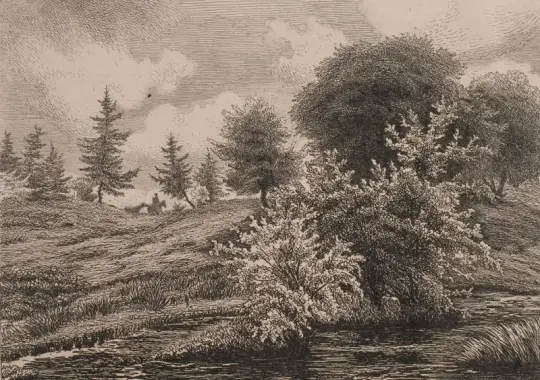 Vilhelm Kyhn | Bakker på en hede - 1849 | Indrammet kunsttryk | Danmarks Guldalder