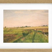 Vilhelm Kyhn – Feldlandschaft mit Brücke 1858 | Giclée Kunstdruck gerahmt