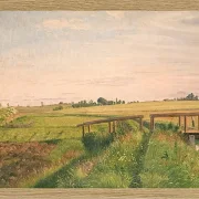 Vilhelm Kyhn – Feldlandschaft mit Brücke 1858 | Giclée Kunstdruck gerahmt