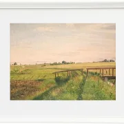Vilhelm Kyhn – Feldlandschaft mit Brücke 1858 | Giclée Kunstdruck gerahmt