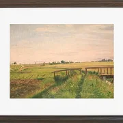 Vilhelm Kyhn – Feldlandschaft mit Brücke 1858 | Giclée Kunstdruck gerahmt