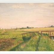 Vilhelm Kyhn – Feldlandschaft mit Brücke 1858 | Giclée Kunstdruck gerahmt