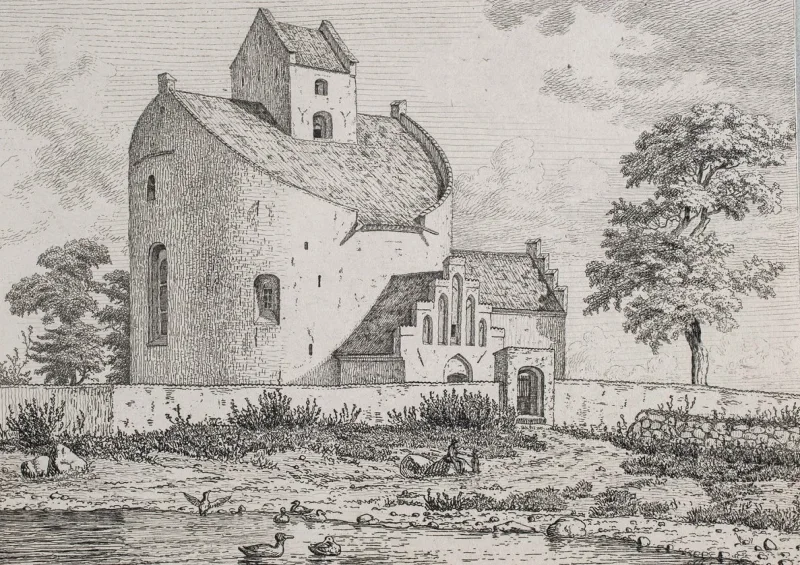 Vilhelm Kyhn | Bjernede Kirke - 1852 | Indrammet kunsttryk | Danmarks Guldalder