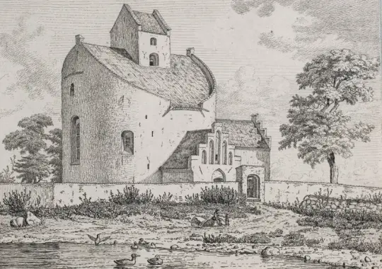 Vilhelm Kyhn | Bjernede Kirke - 1852 | Indrammet kunsttryk | Danmarks Guldalder