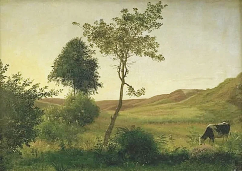 Vilhelm Kyhn | Landskab nær Hald mod aften – 1867 | Indrammet kunsttryk | Danmarks Guldalder
