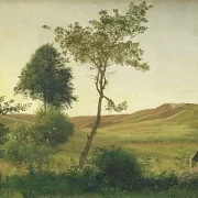 Vilhelm Kyhn | Landskab nær Hald mod aften – 1867 | Indrammet kunsttryk | Danmarks Guldalder