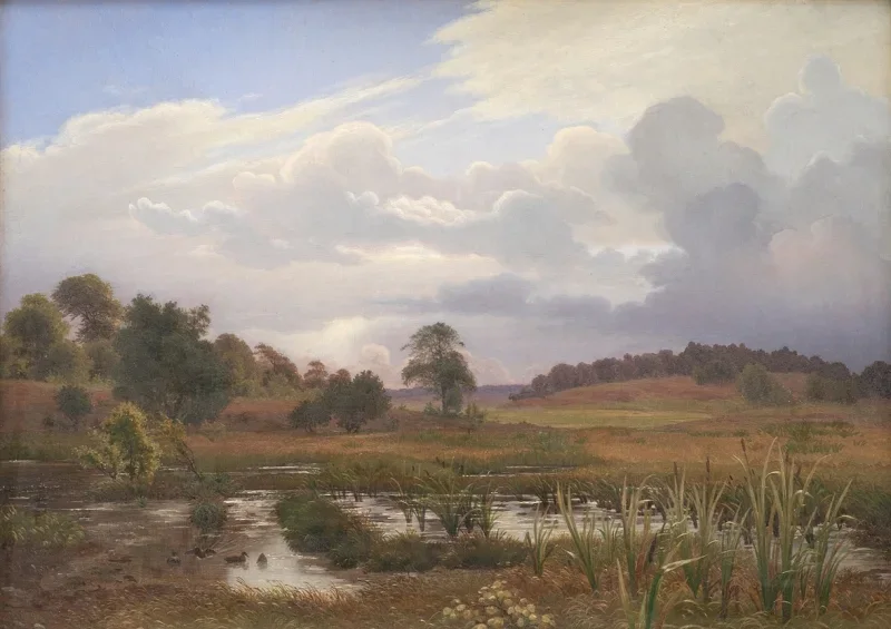Vilhelm Kyhn | Landskab nær Skov Nordskoven - 1848 | Indrammet kunsttryk | Danmarks Guldalder