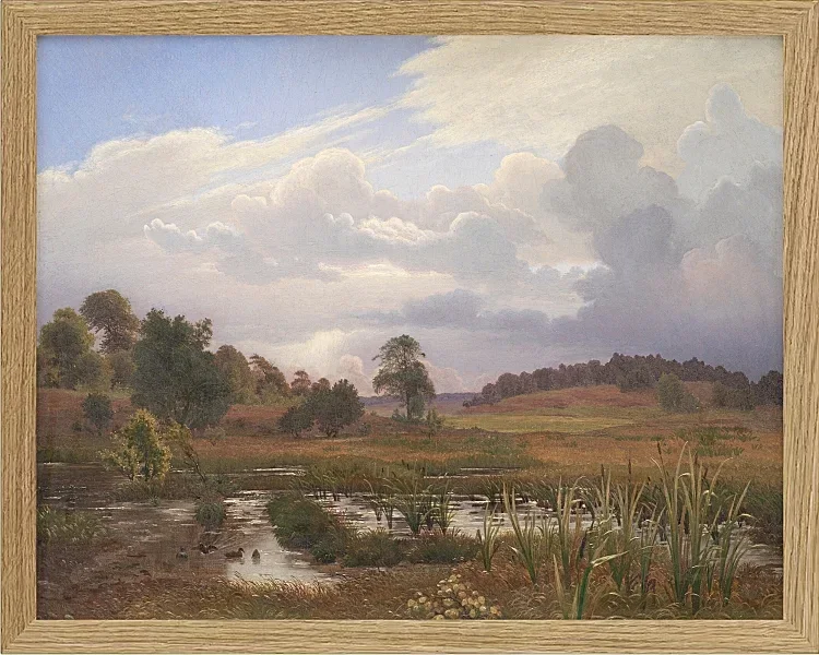 Vilhelm Kyhn – Landschaft in der Nähe des Waldes Nordskoven 1848 | Giclée Kunstdruck gerahmt
