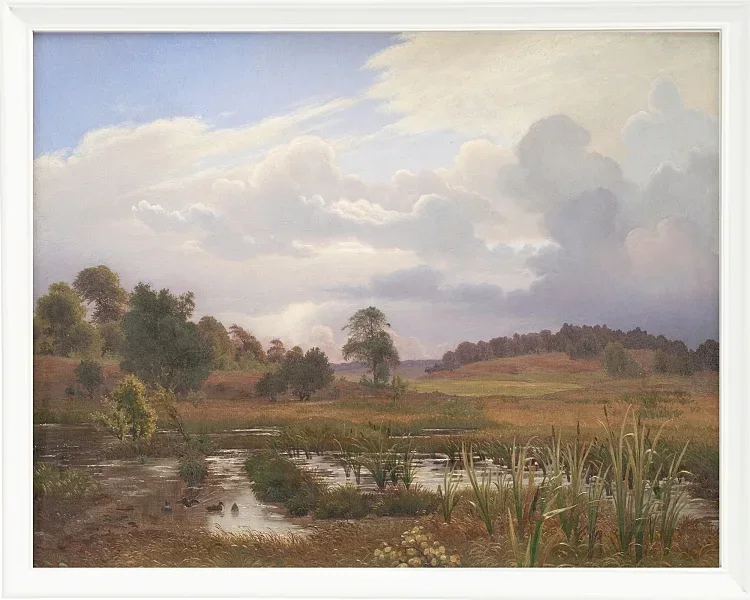 Vilhelm Kyhn – Landschaft in der Nähe des Waldes Nordskoven 1848 | Giclée Kunstdruck gerahmt