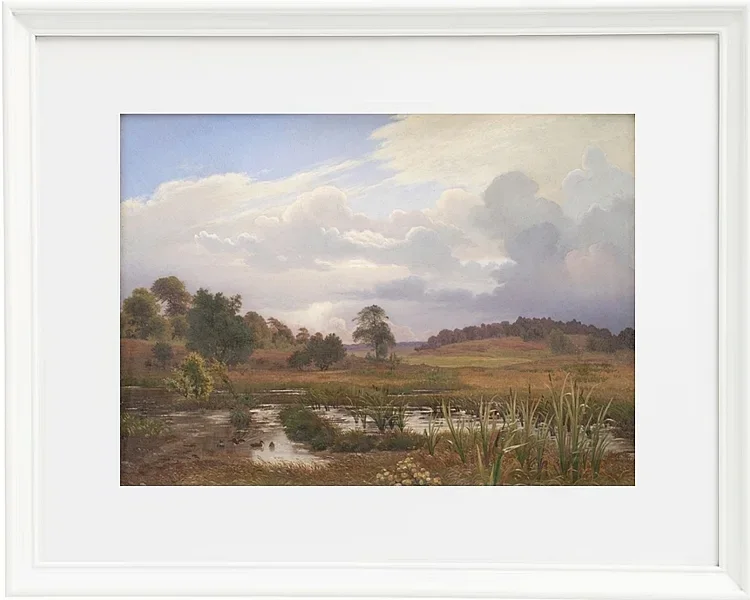 Vilhelm Kyhn – Landschaft in der Nähe des Waldes Nordskoven 1848 | Giclée Kunstdruck gerahmt