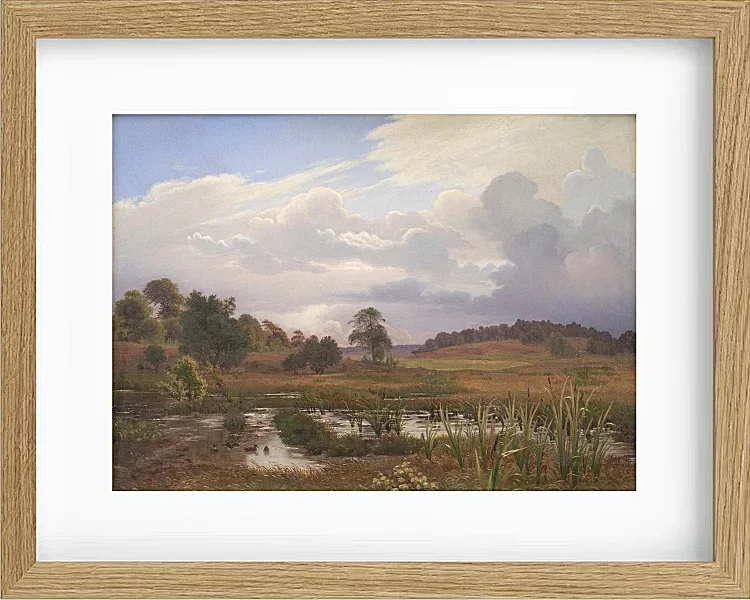 Vilhelm Kyhn – Landschaft in der Nähe des Waldes Nordskoven 1848 | Giclée Kunstdruck gerahmt