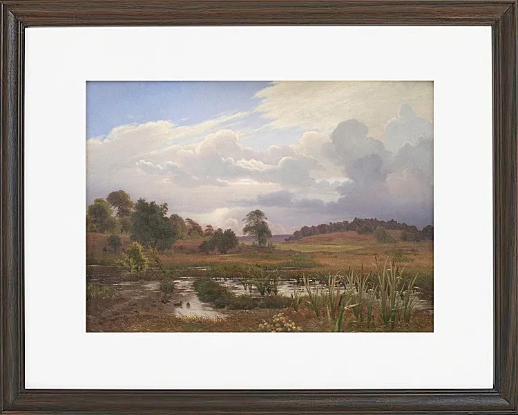 Vilhelm Kyhn – Landschaft in der Nähe des Waldes Nordskoven 1848 | Giclée Kunstdruck gerahmt