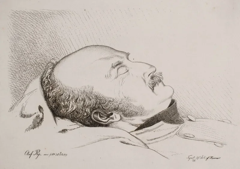 Vilhelm Kyhn | Olaf Rye som lig – 1850 | Indrammet kunsttryk | Danmarks Guldalder