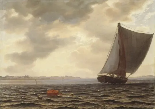 Vilhelm Kyhn | Sejlbåde i Guldborg Sund – 1861 | Indrammet kunsttryk | Danmarks Guldalder