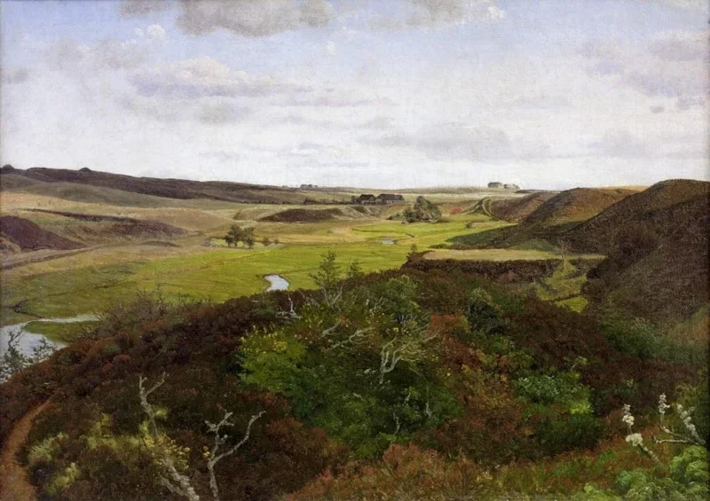 Vilhelm Kyhn | Dollerup Hügel bei Hald – 1869 | Gerahmter Kunstdruck | Goldenes Zeitalter Dänemark