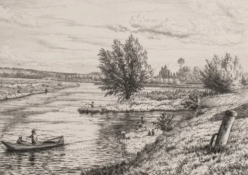 Vilhelm Kyhn | Blick auf die Marne – 1850 | Gerahmter Kunstdruck | Goldenes Zeitalter Dänemark