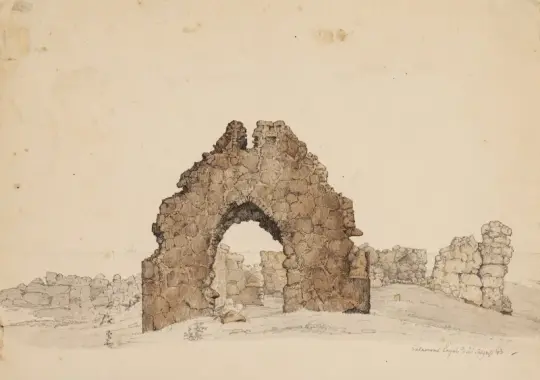 Vilhelm Kyhn | Salomons kapel. Bornholm - 1843 | Indrammet kunsttryk | Danmarks Guldalder