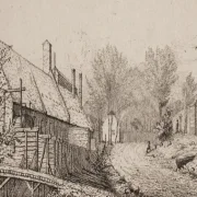 Vilhelm Kyhn | Straßenszene in Frederiksværk - 1849 | Gerahmter Kunstdruck | Goldenes Zeitalter Dänemark