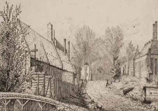 Vilhelm Kyhn | Straßenszene in Frederiksværk - 1849 | Gerahmter Kunstdruck | Goldenes Zeitalter Dänemark