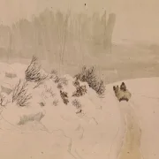 Vilhelm Kyhn | Vinterlandskab med kane - 1853 | Indrammet kunsttryk | Danmarks Guldalder