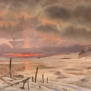 Vilhelm Kyhn | En vinteraften ved en dansk fjord – 1875 | Indrammet kunsttryk | Danmarks Guldalder