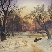 Vilhelm Kyhn – Winternacht im Wald 1853 | Giclée Kunstdruck gerahmt