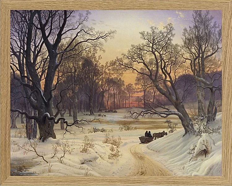 Vilhelm Kyhn – Winternacht im Wald 1853 | Giclée Kunstdruck gerahmt