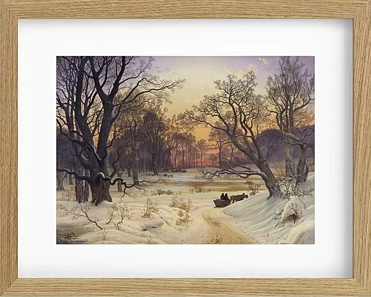 Vilhelm Kyhn – Winternacht im Wald 1853 | Giclée Kunstdruck gerahmt