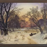 Vilhelm Kyhn – Winternacht im Wald 1853 | Giclée Kunstdruck gerahmt