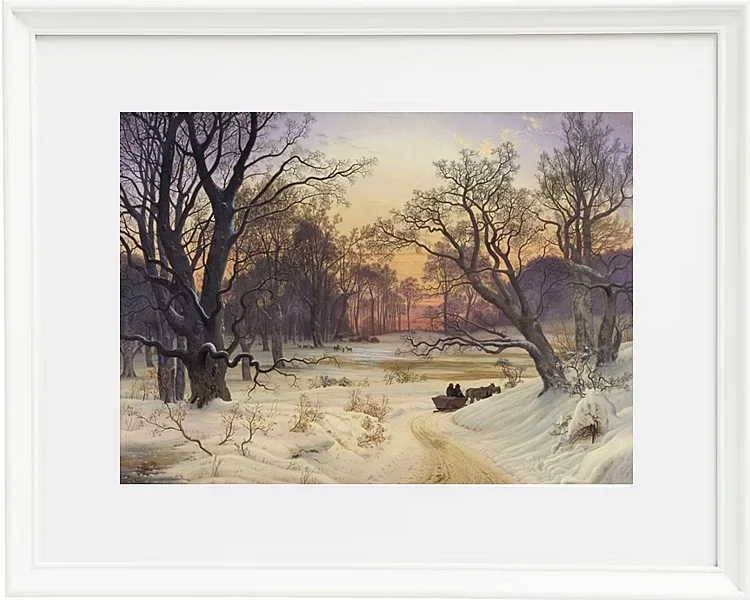 Vilhelm Kyhn – Winternacht im Wald 1853 | Giclée Kunstdruck gerahmt