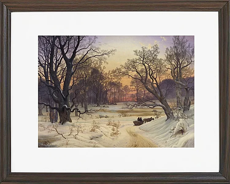 Vilhelm Kyhn – Winternacht im Wald 1853 | Giclée Kunstdruck gerahmt