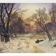 Vilhelm Kyhn – Winternacht im Wald 1853 | Giclée Kunstdruck gerahmt