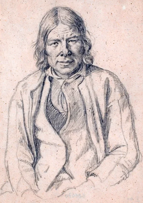 Wilhelm Marstrand | Brystbillede af svensk bonde - 1851 | Indrammet kunsttryk | Danmarks Guldalder