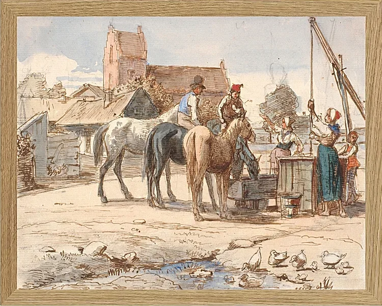 Wilhelm Marstrand – Am Brunnen außerhalb des Dorfes 1865 | Giclée Kunstdruck gerahmt